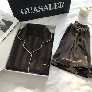 Guasaler Black and Gold Pajama Set
